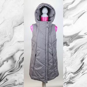 NY&Co Gray Full-Zip Quilted Puffer Vest Medium